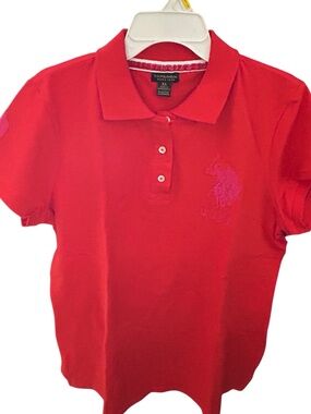 U.S. Polo Assn. Woman’s VTG Red Tee with Pink Embroidered Logo & #3 SZ XL NWT